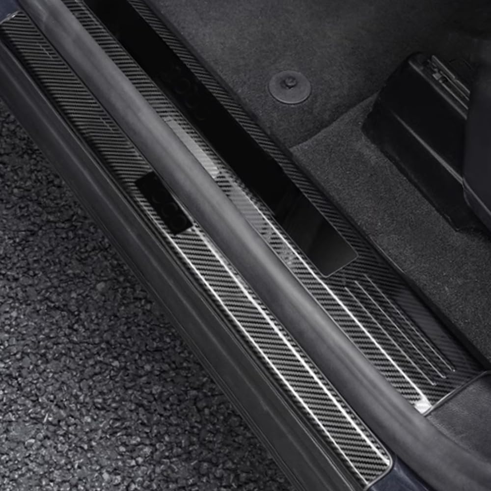ERIDANUS Auto Accessories Fit for Explorer 2023 2022 2021 2020 Door Sill Threshold Scuff Plate Trim (Black A) Stainless Steel 4PCS