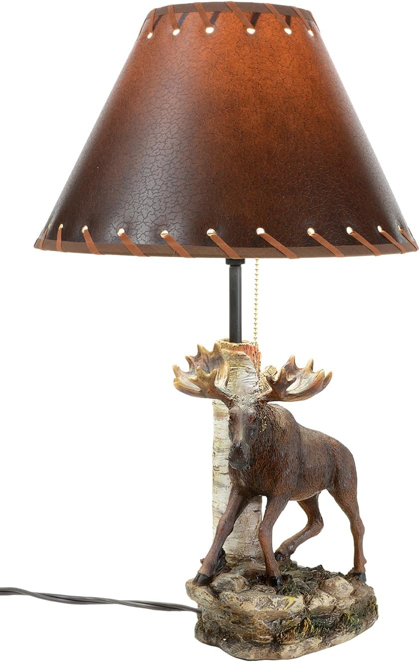 BLACK FOREST DECOR - Moose Climbing Table Lamp for Cabin, Living Room, Nightstand, Desk - Vintage Rustic Home Décor - 19.5' x 12'