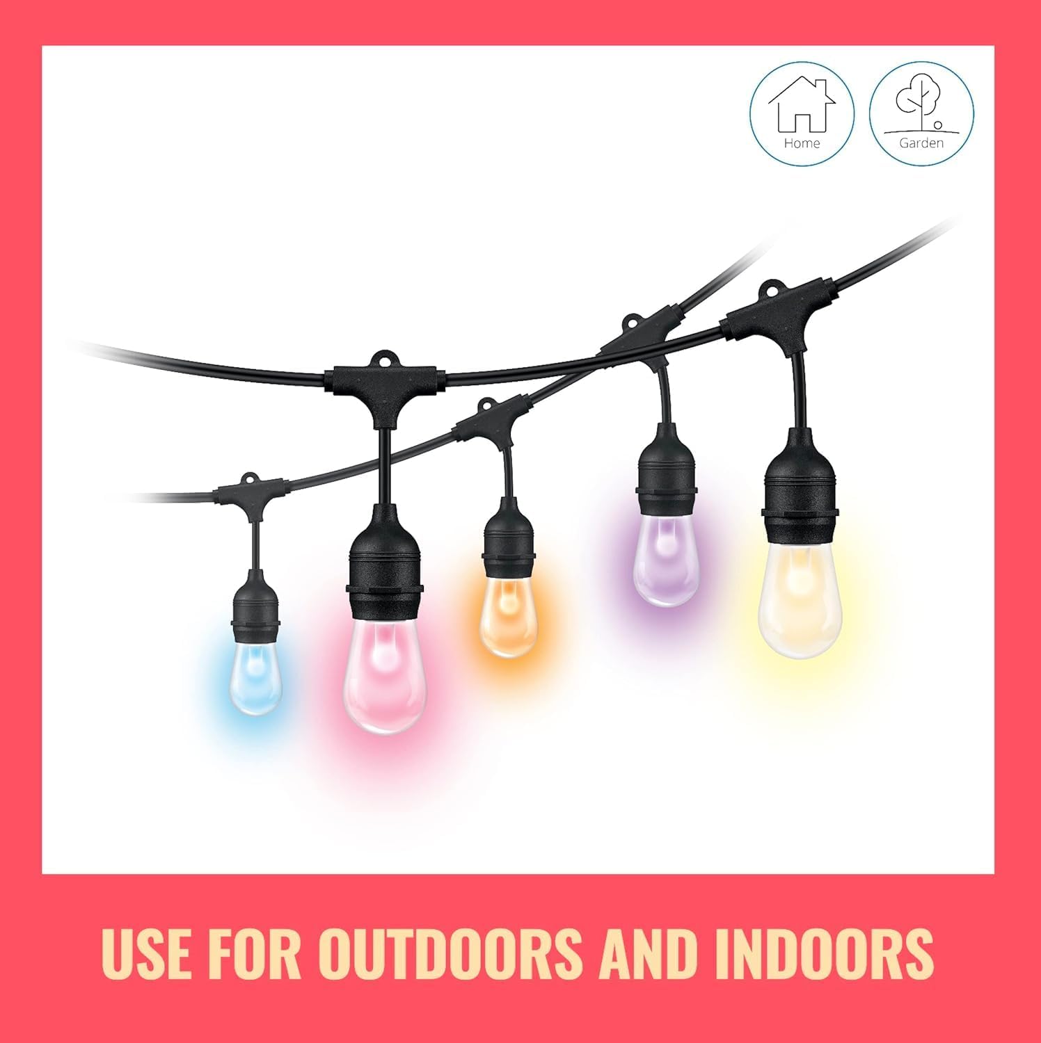 WiZ Connected 48FT Color Changing Outdoor String Lights - Water and Weatherproof - Adapter Included - Control with Wiz Connected App - Works with Voice Control