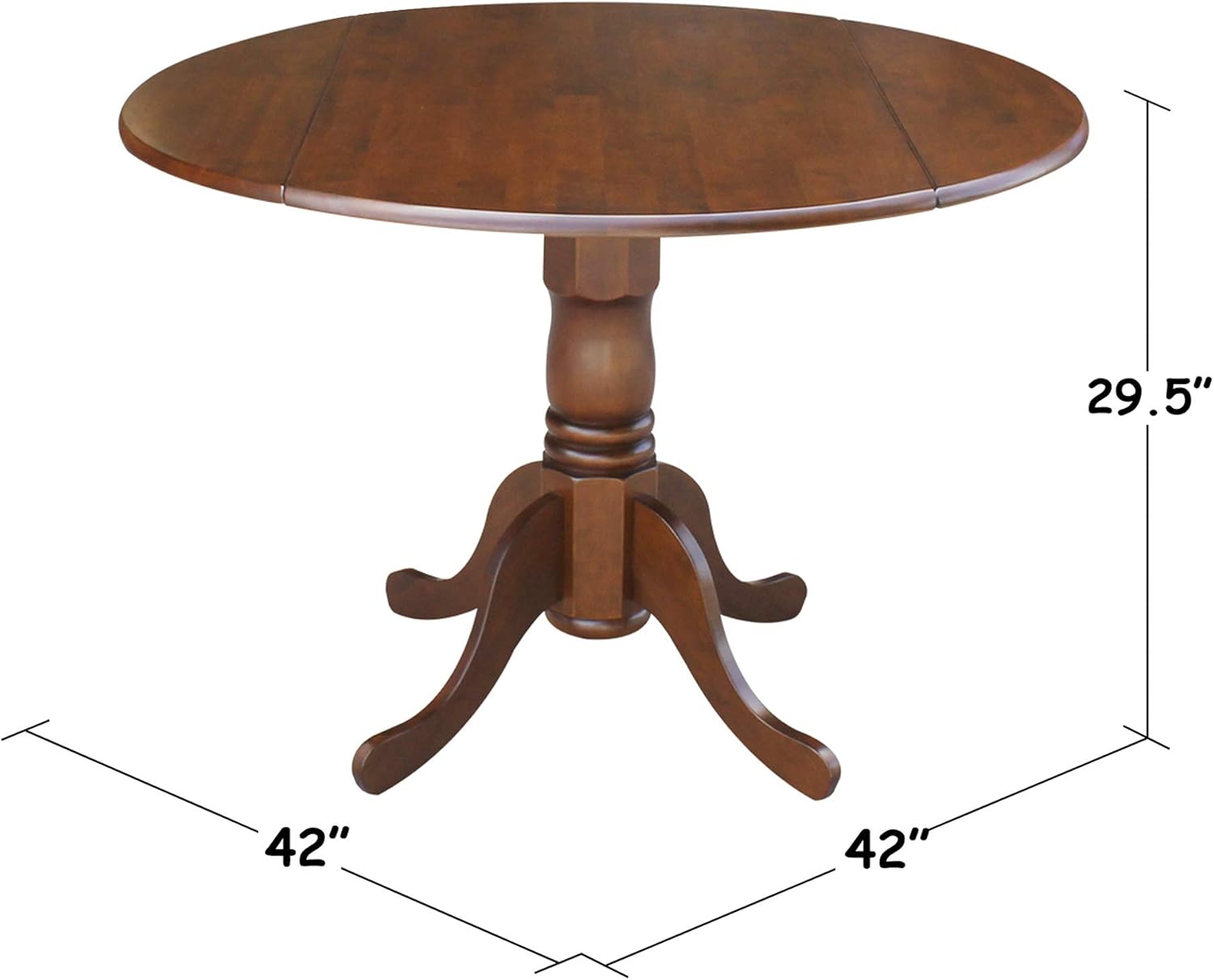 International Concepts 42' Round Dual Drop Leaf Pedestal Table