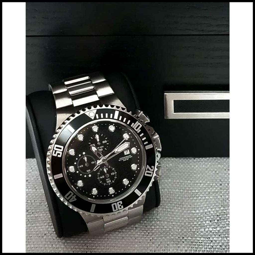 TIMELYBUYS 30 Black Ebony Wood Watch Extra Height Clearance Box Display Case 3 Level Storage Jewelry Organizer with Glass Top, Stainless Steel Accents, and 2 Drawers