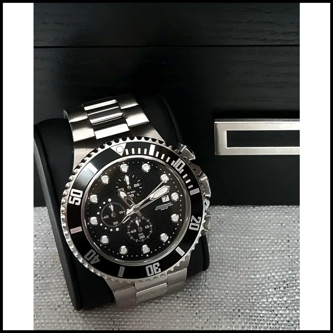 TIMELYBUYS 30 Black Ebony Wood Watch Extra Height Clearance Box Display Case 3 Level Storage Jewelry Organizer with Glass Top, Stainless Steel Accents, and 2 Drawers