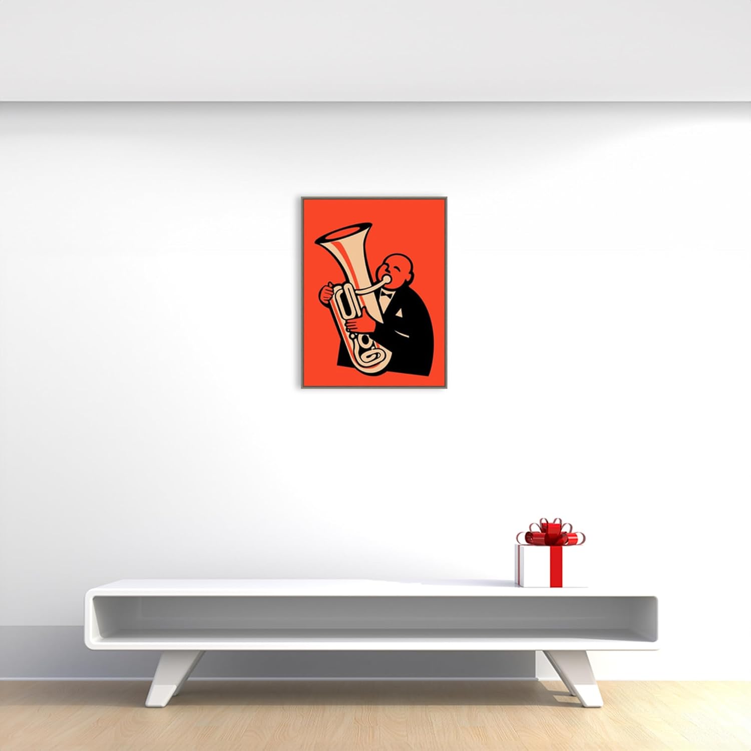 Amanti Art Framed Canvas Wall Art 30x23 The Tuba by Mark Rogan, Framed Wall Art Canvas, Music Artwork, Country Rustic Decor, Large Poster Painting for Living Room, Bedroom, Bathroom, Kitchen, Office