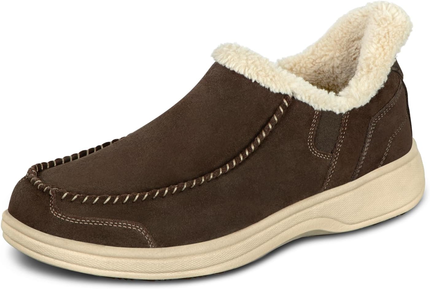 Orthofeet Men's Orthopedic Vito Hands-Free Water-Repellent Faux Fur Lined Slipper