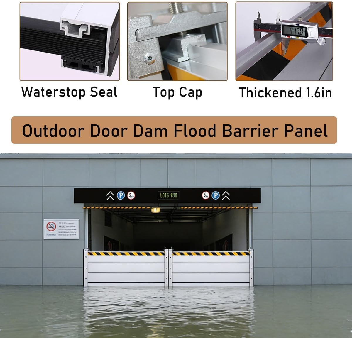 Heavy Duty Flood Barrier Board 48' 210' 62' 68' 50' 84' 105' 170' 96' Aluminum Flood Prevention Panel Removable Reusable Water Blocker for Garage Door Basement Outside(54'L x 31.5'H)
