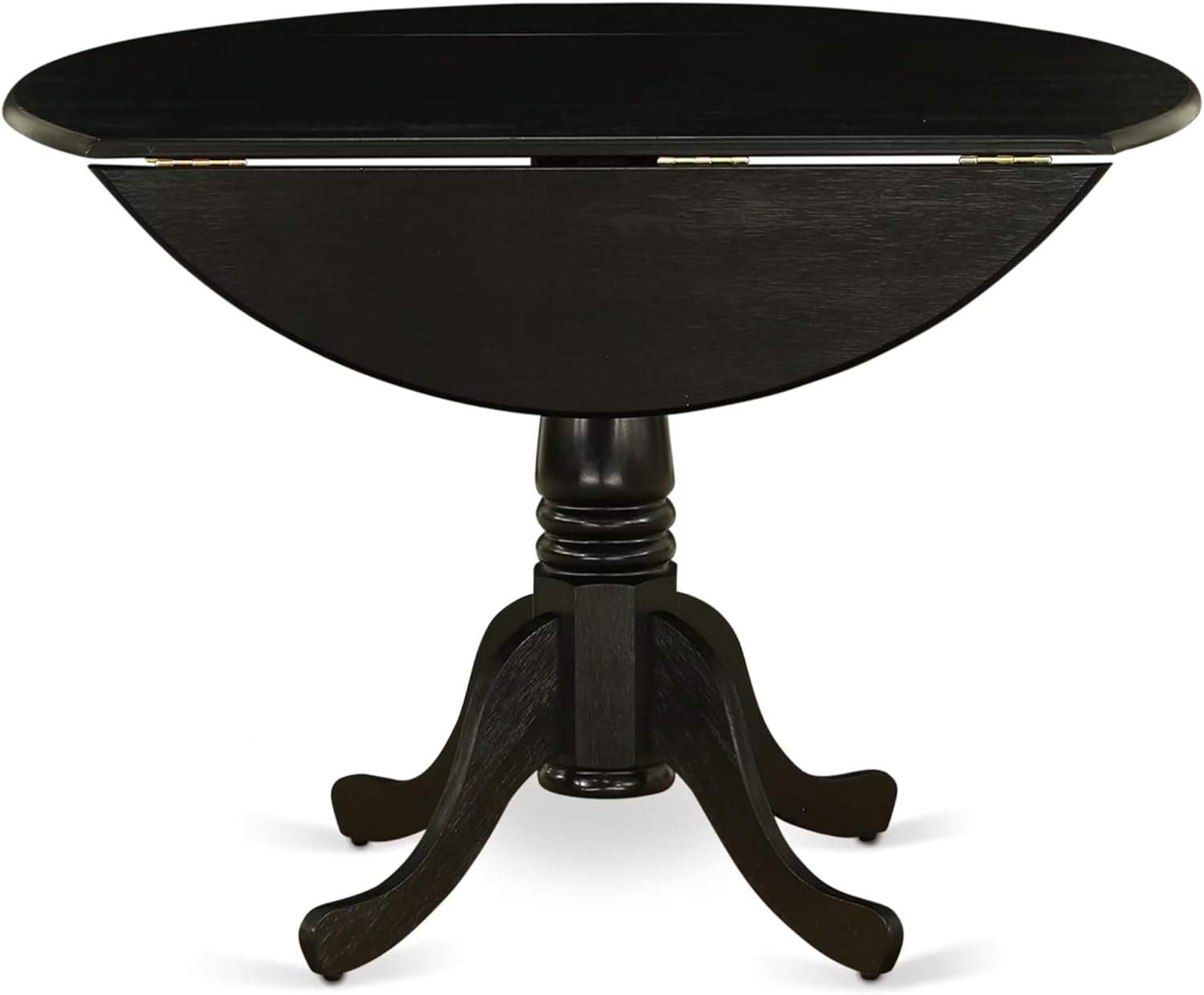 East West Furniture DLT-ABK-TP Dublin Dining Table - a Round Wooden Table Top with Dropleaf & Pedestal Base, 42x42 Inch, Wirebrushed Black