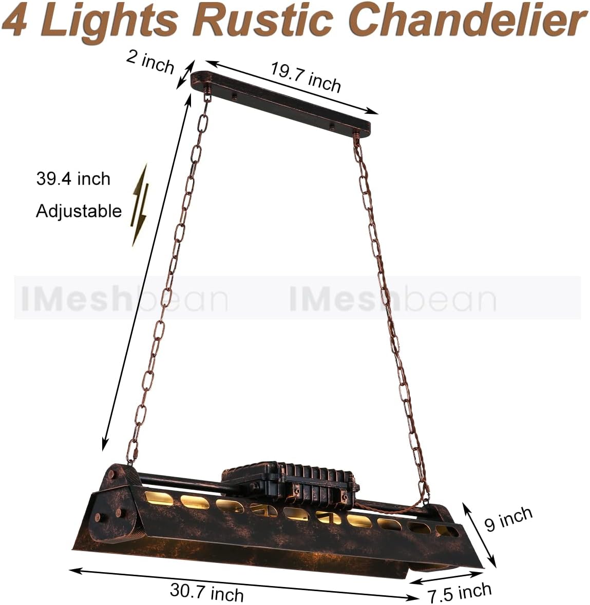 iMeshbean Industrial Steampunk Chandelier Pool Table Ceiling Light Fixture Wrought Iron Pendant Lamp for Bar Kitchen Island Dinging Room