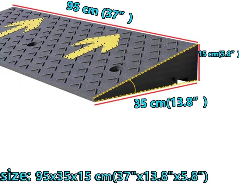 Curb ramp,Driveway ramp, Heavy Duty Automotive Ramp, 2' 4' 6' Rise Threshold for Doorway Garage Sidewalk(95x35x15 cm(37'x13.8'x5.8'))