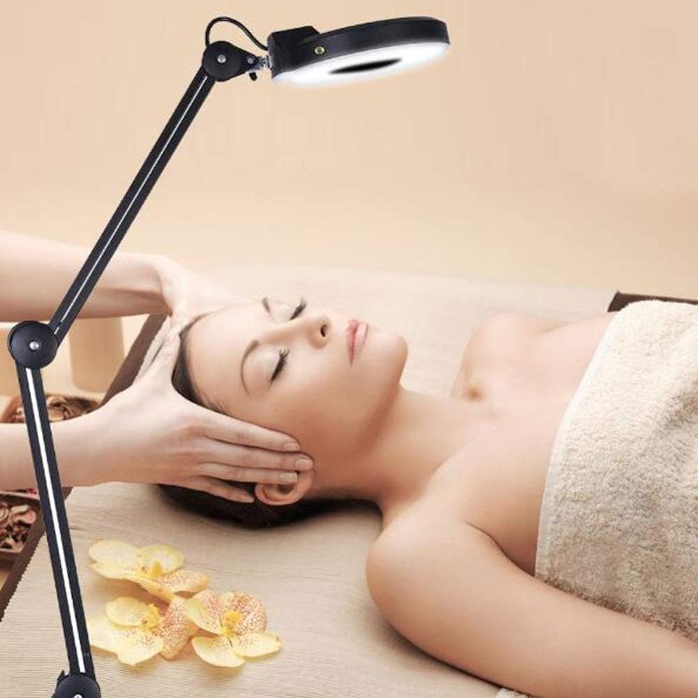 5X/8X LED Magnifying Lamp with Clamp,Super Bright Magnifier Glass Lamp, Full Daylight Lens with Adjustable Swivel Arm Light for Desk Table Task Craft Or Workben (Black(5X))