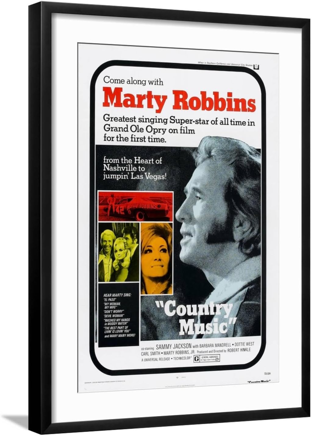 ART.COM Wall Art Print Country Music, Marty Robbins, Tammy Wynette, 1972 on Black Frame, 21' x 29'