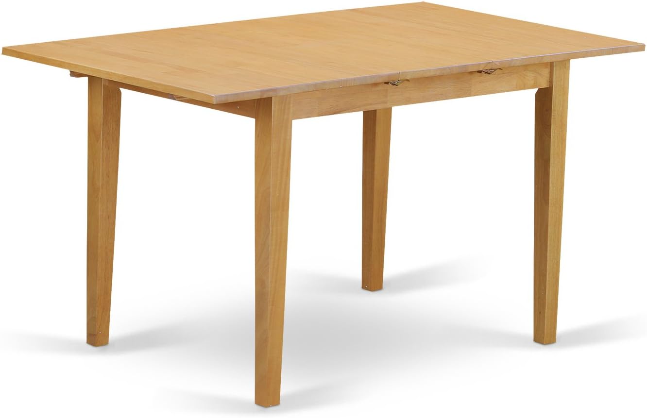 East West Furniture NFT-OAK-T Norfolk Kitchen Dining Table - a Rectangle Solid Wood Table Top with Butterfly Leaf, 32x54 Inch, OAK