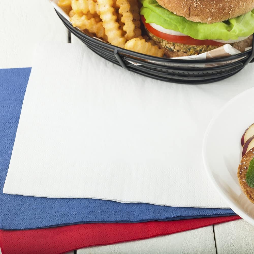 Restaurantware Luxenap 15.75 Inch Dinner Napkins 2000 3-Ply Disposable Napkins - Linen Feel Soft And Absorbent White Paper Folded Napkins Square For Lunch Dinner Or Everyday Use