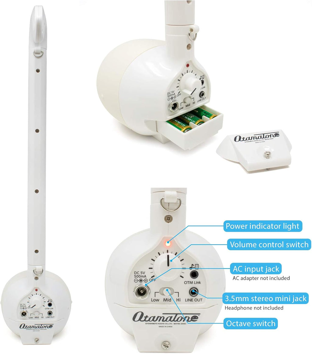 Otamatone Techno [Japanese Edition] Electronic Musical Instrument Synthesizer [Music Link Connect] with a Smartphone (iPhone and iPad iOS/Android App) from Japan by Cube/Maywa Denki, White