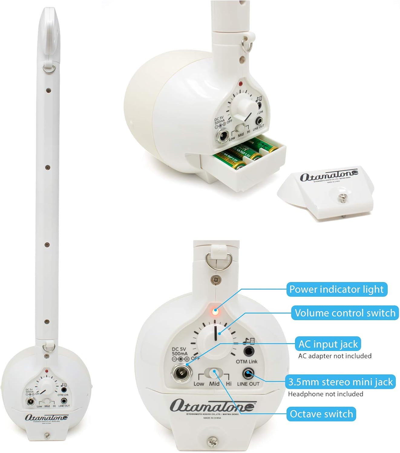 Otamatone Techno [Japanese Edition] Electronic Musical Instrument Synthesizer [Music Link Connect] with a Smartphone (iPhone and iPad iOS/Android App) from Japan by Cube/Maywa Denki, White