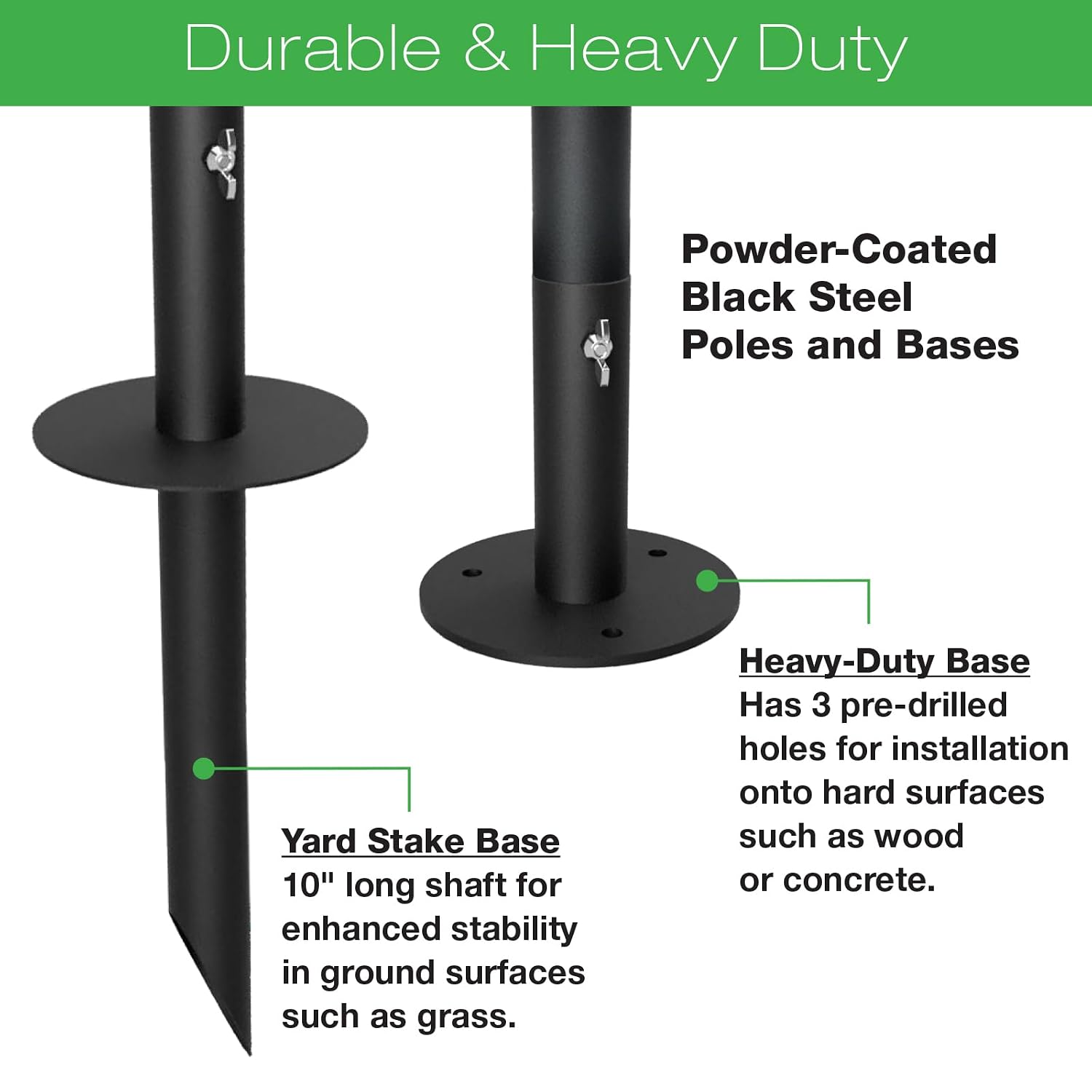 EXCELLO GLOBAL PRODUCTS Bistro String Light Poles - 2 Pack - Extends to 10 Feet - Universal Mounting Options Included with 50 ft. of G40 LED Lights (50 Lights)
