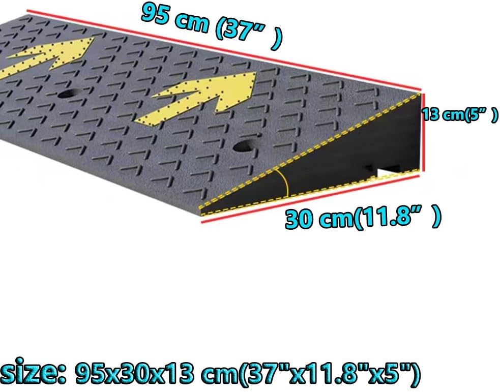 Curb ramp,Driveway ramp, Heavy Duty Automotive Ramp, 2' 4' 6' Rise Threshold for Doorway Garage Sidewalk(95x30x13 cm(37'x11.8'x5'))