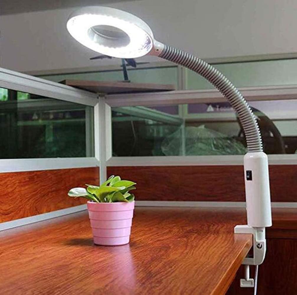 Led Magnifying Lamp with Clamp, with Adjustable Swivel Arm Light,5X Magnifier Vertical Desk Magnifying Lamp Light Beauty Adjustable Beauty Stand Salon Tattoo Nail Skin