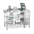 ROVSUN 48 x 24 Inches Stainless Steel Table with 3 Drawers, Heavy Duty Metal Prep & Work Table with Undershelf for Commercial Kitchen, Restaurant, Home, Hotel and Garage