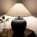 Rustic Farmhouse Table Lamps, Black 21.6' Tall Ceramic Table Lamp, Simple Textured Ceramic Lamp Body with White Textured Shade Bedside Table Lamp for Living Room Bedroom Office (Black)