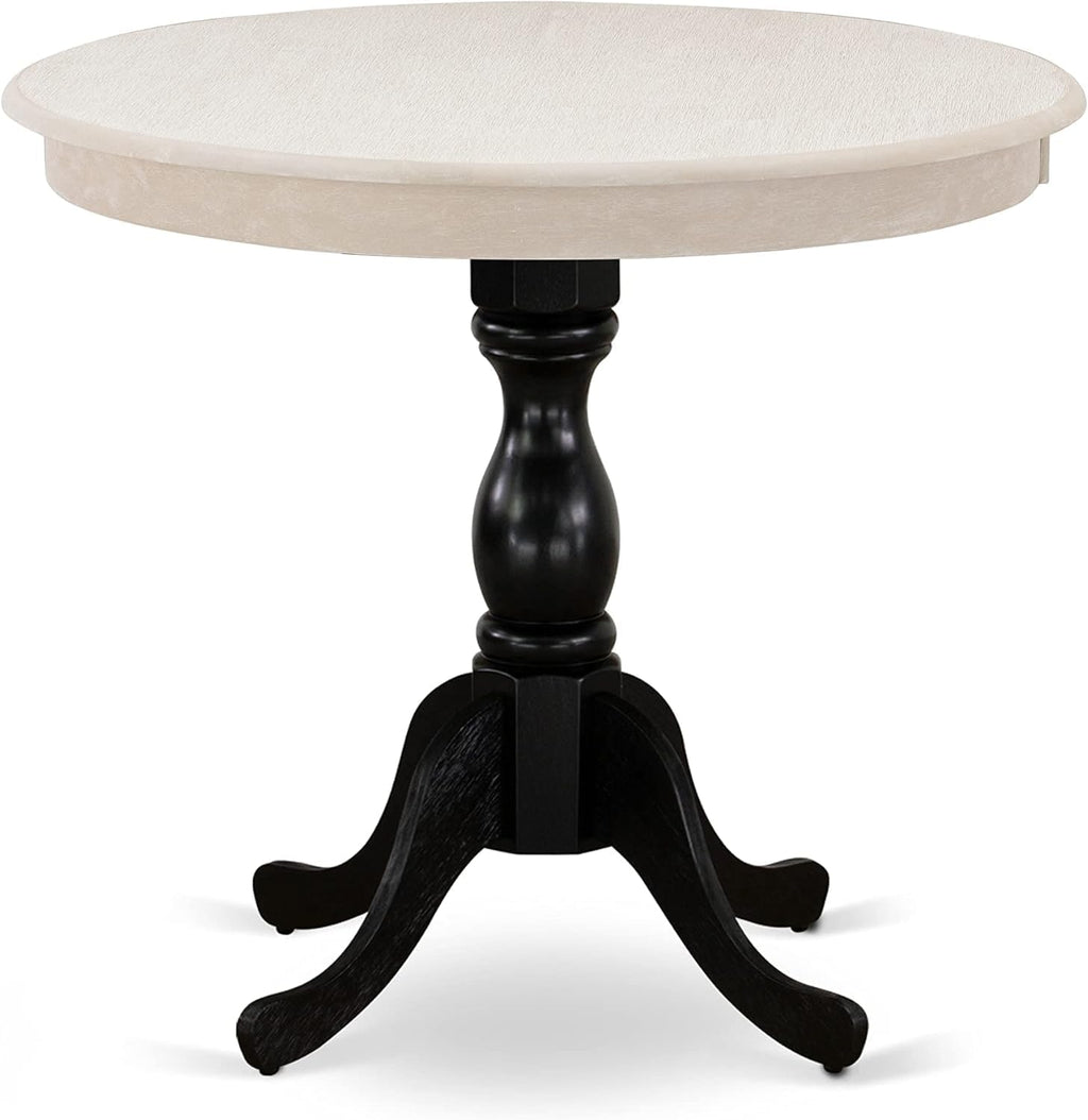 East West Furniture AMT-ACB-TP Antique Dining Room Table - a Round Kitchen Table Top with Pedestal Base, 36x36 Inch, Multi-Color