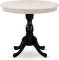 East West Furniture AMT-ACB-TP Antique Dining Room Table - a Round Kitchen Table Top with Pedestal Base, 36x36 Inch, Multi-Color