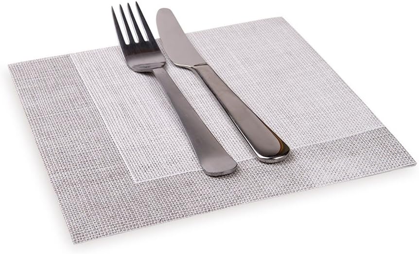 Restaurantware Luxenap 15.75 Inch Disposable Napkins 600 Soft Linen Like Napkins - Absorbent Air Laid White With Gray Threads Paper Cloth Like Napkins Pre-folded For Dinner Party Guests