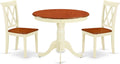 East West Furniture ANCL3-BMK-W 3 Piece Dining Table Set for Small Spaces Contains a Round Kitchen Table with Pedestal and 2 Dining Chairs, 36x36 Inch, Buttermilk & Cherry