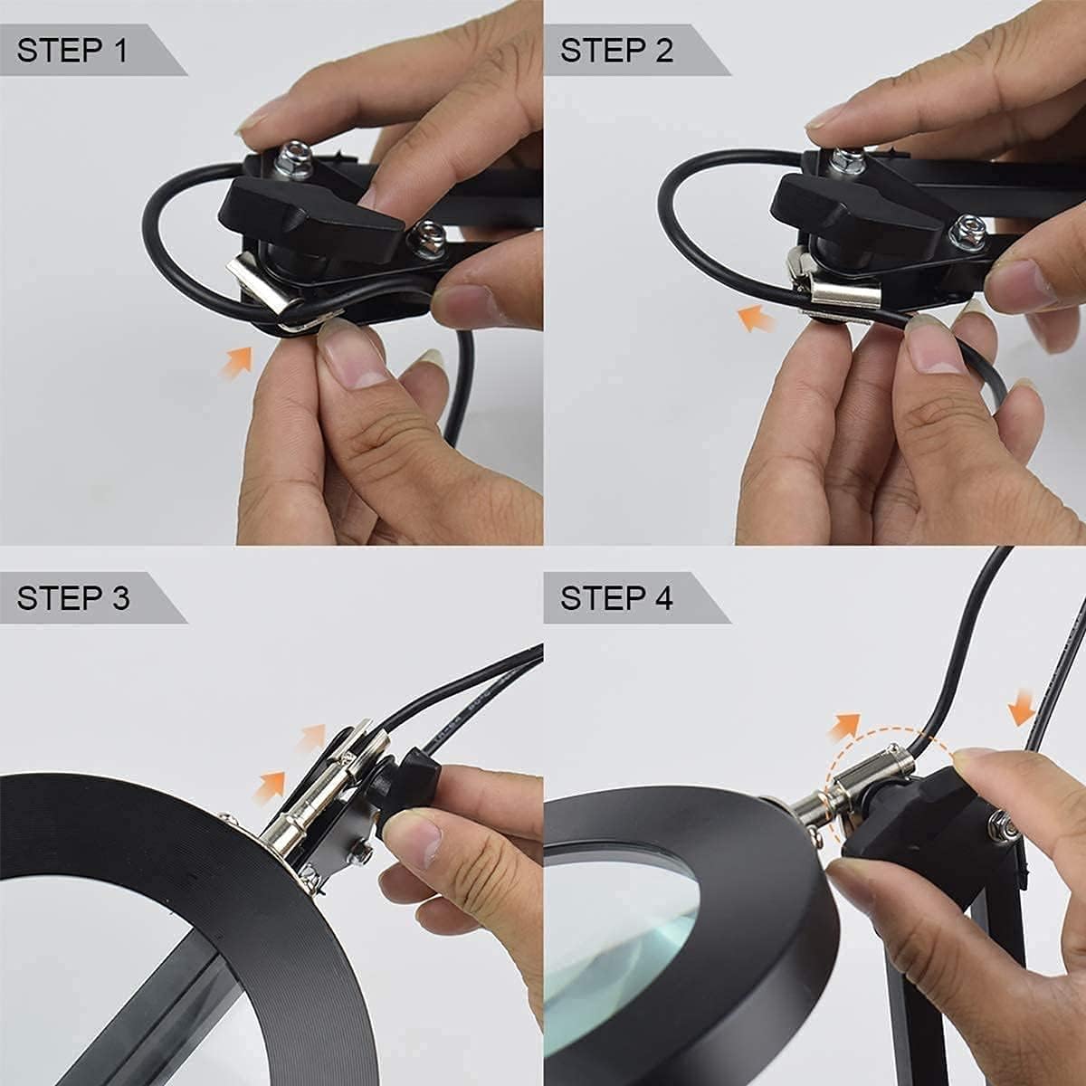 Magnifier 5X Magnifier Desk Lamps, LED Magnifying Glass Lamp Clamp with Adjustable Swivel Arm, 3 Colors Light, 10 Lighting Levels Dimming for Table Craft Reading Study Work Interes