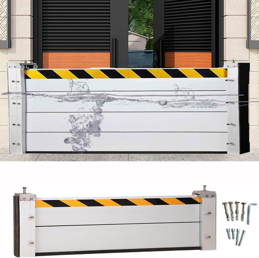 Water Flood Barrier Street Road Outdoor, 3/4/5/6/7/8/9/10/11/12/13/14/15/16/17/18ft Long Aluminum Threshold Anti-Flood Wall, Flood Baffle for Garage/Basement/Front Door/Driveway(H 1.3ft(40cm),17.5ft(5