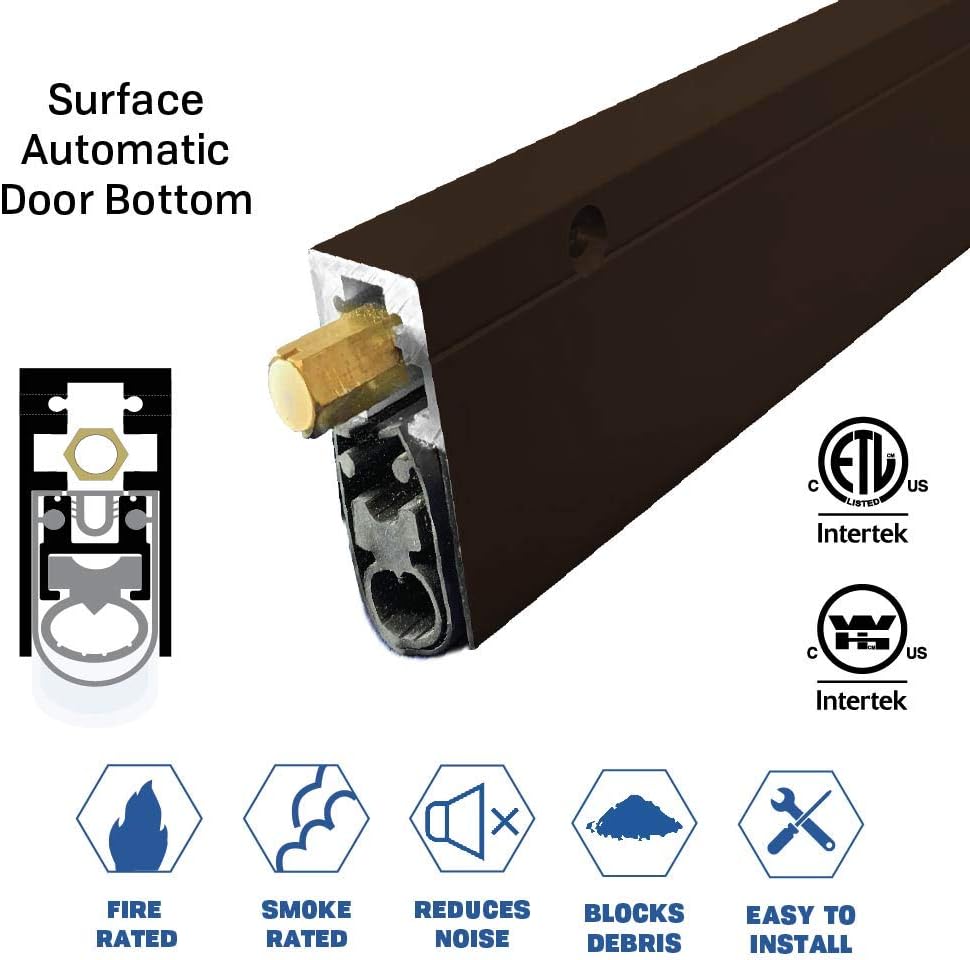 Dark Bronze/Heavy Duty/Fire Rated/Surface Automatic Door Bottom with Double Jacket Solid Rubber Extrusion (7763DB), SMS #8 x 1-1/2'' Supplied, (29/32'' W x 1-29/32'' H x 32'' L)