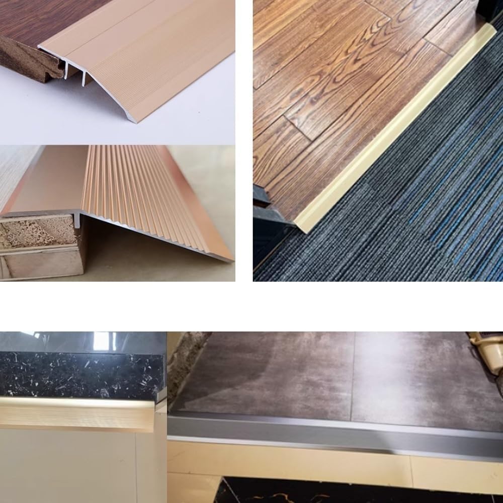 Aluminum Floor Threshold Ramp Flooring Reducer for Doorways From Carpet to Hardwood Floors, Threshold Transition Strip 4 Inch Wide, Height 3/5' and 1 4/5' Edging Trim Strip ( Color : Iron Gray , Size