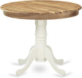 East West Furniture AMT-NLW-TP Antique Dining Table - a Round Wooden Table Top with Pedestal Base, 36x36 Inch, Natural & Linen White