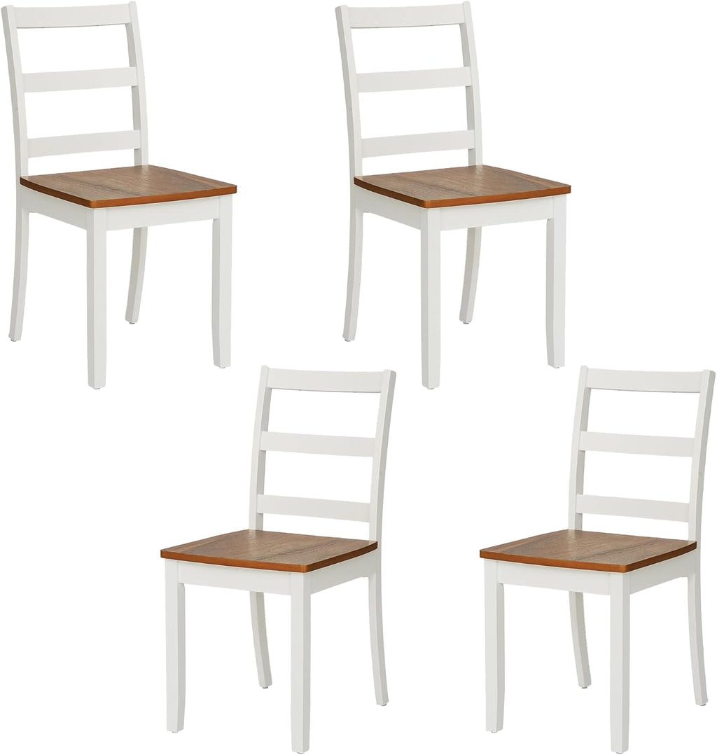 Comfy to go Wooden Dining Room Chairs Set of 4, Mid-Century Modern Farmhouse Kitchen Chair, Cutout High Back Side Chairs, Armless Decorative Chair for Living Room Bedroom Dining Room, White