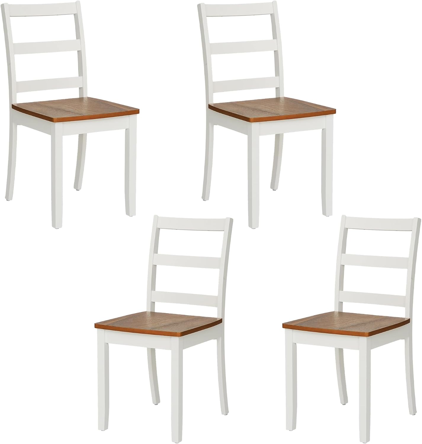 Comfy to go Wooden Dining Room Chairs Set of 4, Mid-Century Modern Farmhouse Kitchen Chair, Cutout High Back Side Chairs, Armless Decorative Chair for Living Room Bedroom Dining Room, White