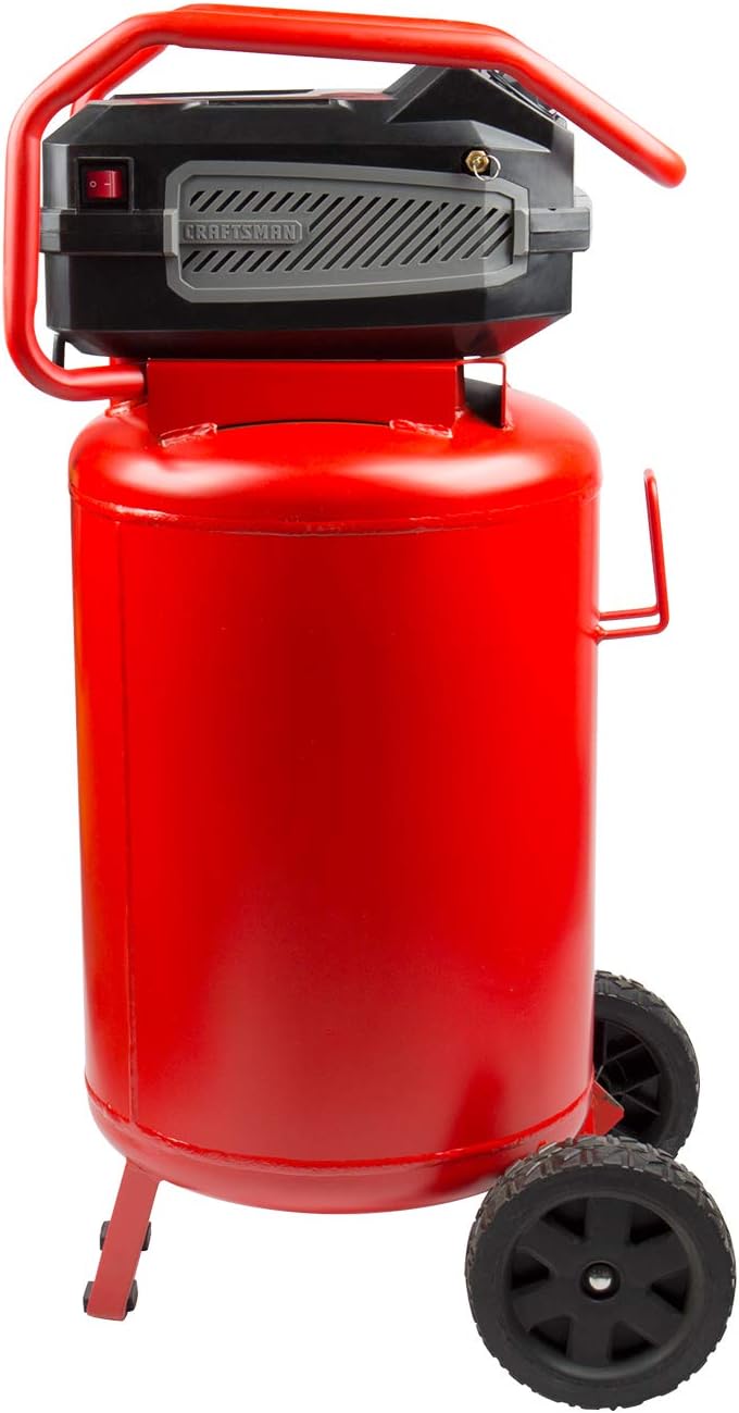 Craftsman Air Compressor, 20 Gallon Oil-Free 1.8 HP Max 175 PSI Pressure Two Quick Couplers Big Capacity, Red- CMXECXA0232043