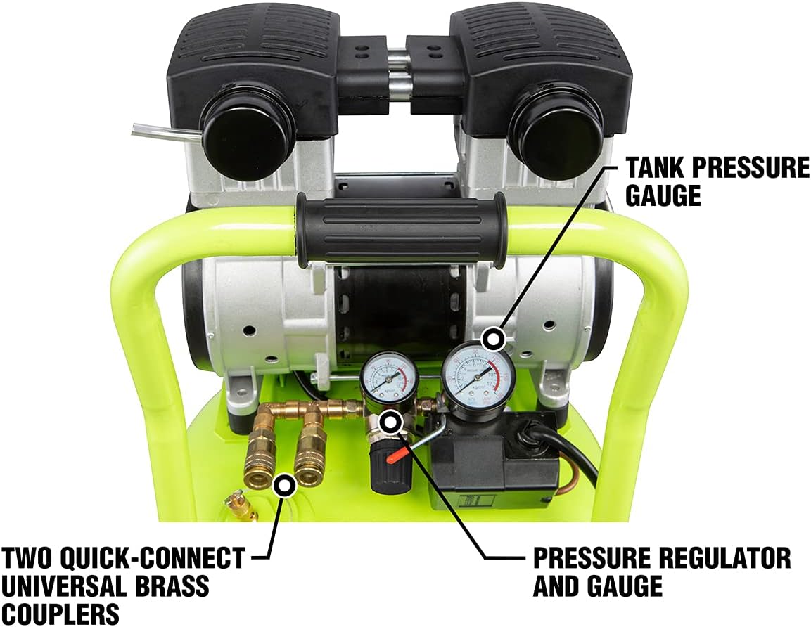 Flexzilla Portable Air Compressor with Quiet Technology, 2 HP, 10 Gallon, Industrial Grade Pump - CB20100F