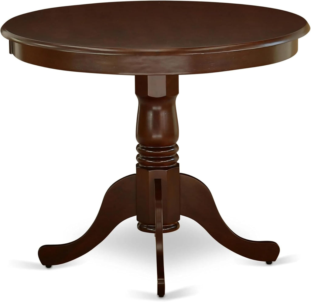 East West Furniture ANCL3-MAH-W 3 Piece Dinette Set for Small Spaces Contains a Round Dining Room Table with Pedestal and 2 Kitchen Dining Chairs, 36x36 Inch, Mahogany