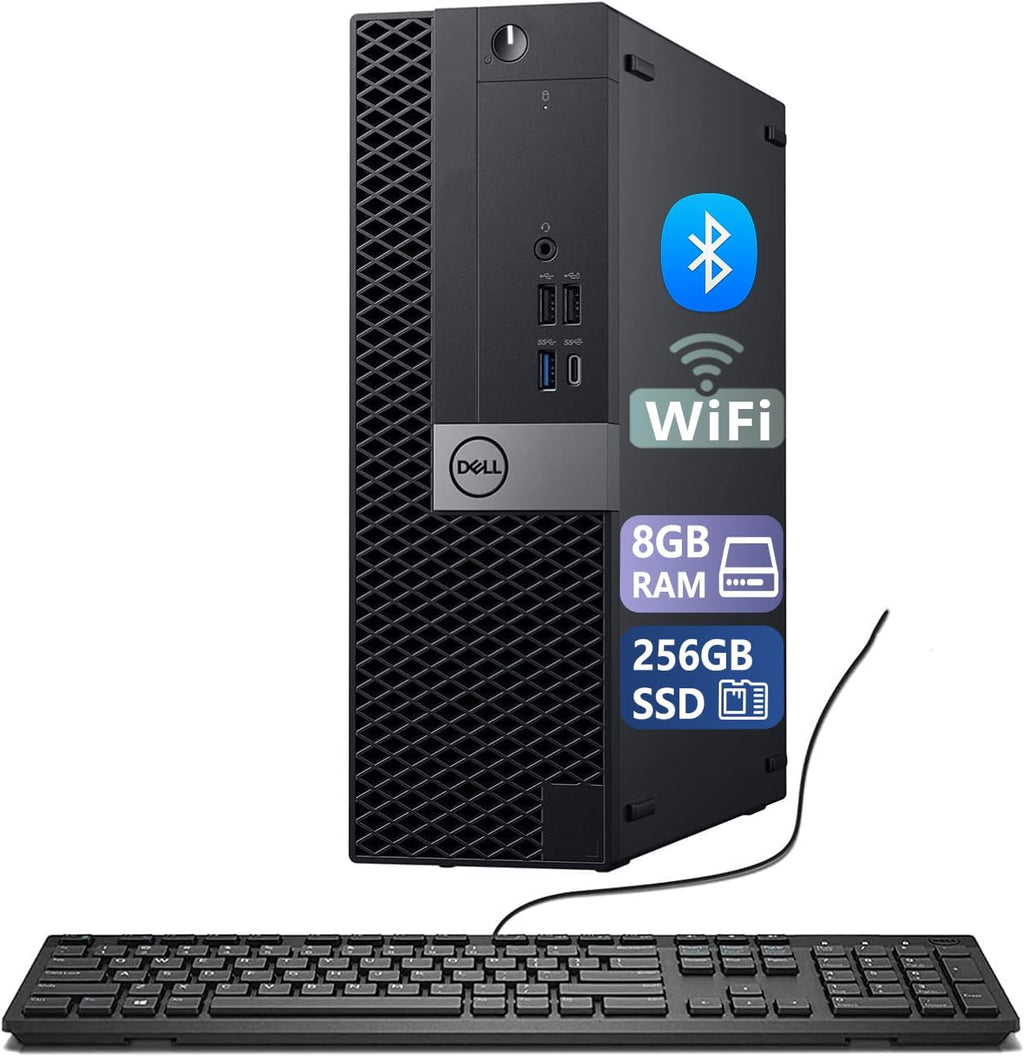 Dell Optiplex 7070 SFF Desktop PC, Core i5-8500, 8GB DDR4, 256GB SSD, USB WiFi, USB BT, Keyboard & Mouse, Windows 11 Pro (Renewed)