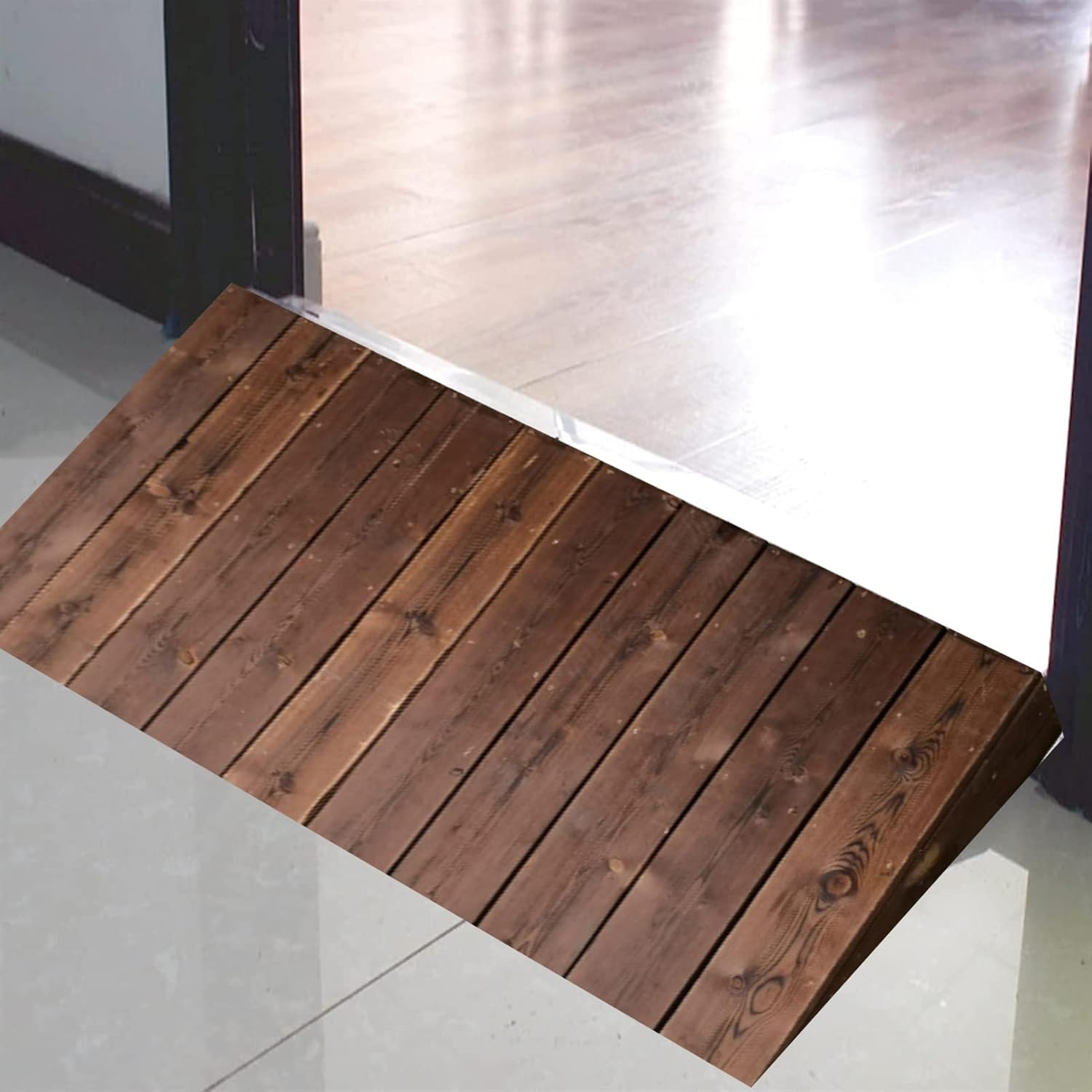 Threshold Ramp Driveway Wooden Threshold Ramp for Doorways, 4inch 7inch 8inch 10inch Rise Portable Non Slip Curb Ramps Entrance Ramps for Wheelchairs/Steps/Driveway(23.6x27.6x7.1in)