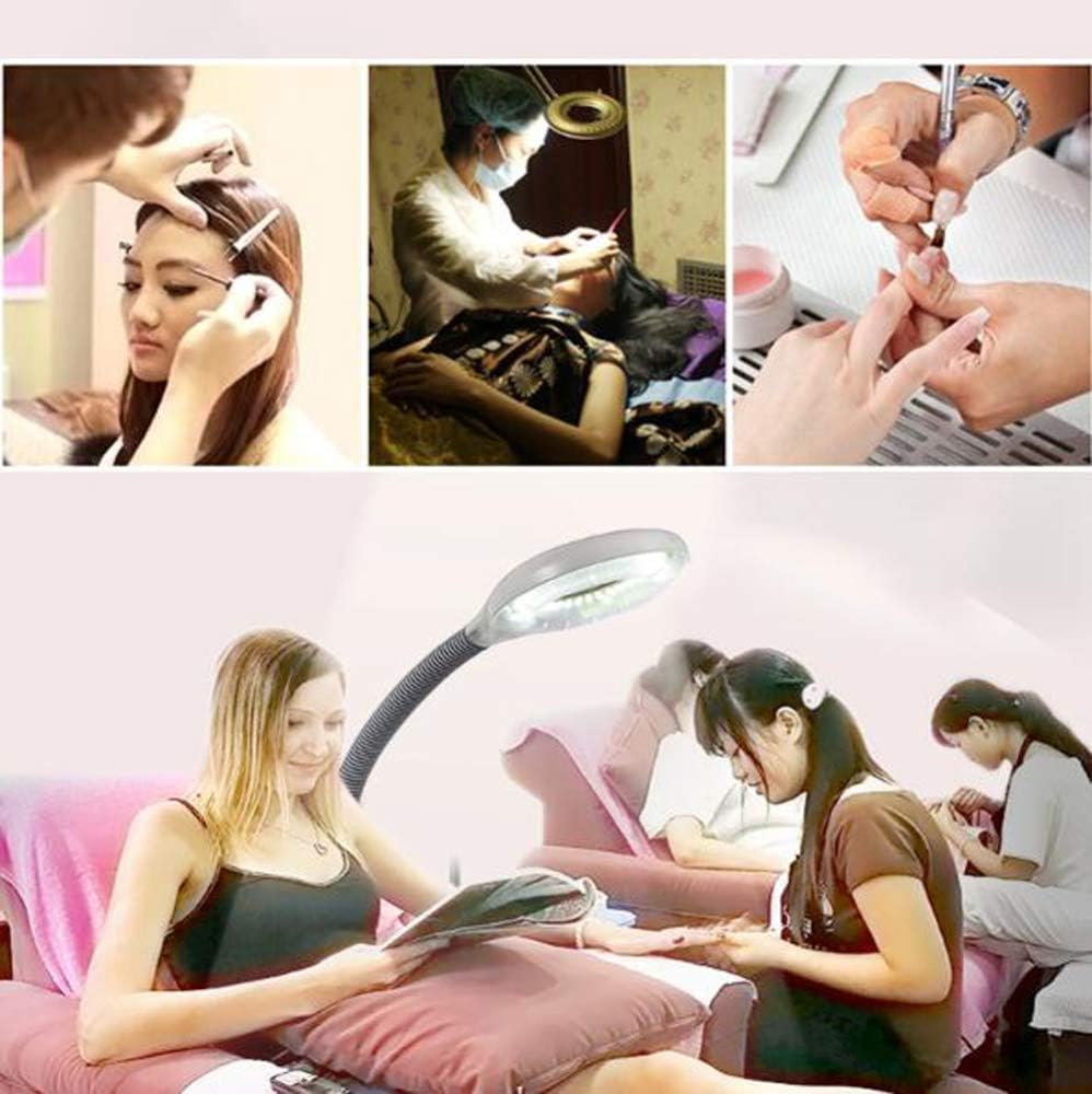 Magnifier 5X Magnifying Glass Clamp Lamp: Daylight Bright Lighted Lens127mm Adjustable Swivel Arm Utility Light for Desk Table TaskBeautyCraft