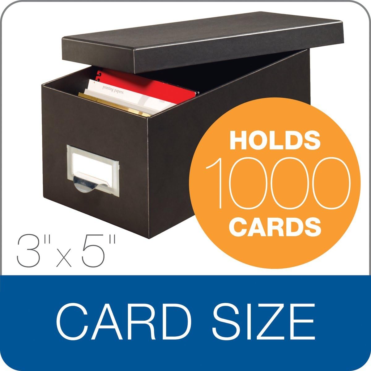 Globe-Weis/Pendaflex Fiberboard Index Card Storage Box,3 x 5 Inches,Solid Black (3X5BLA),(Pack of 6)