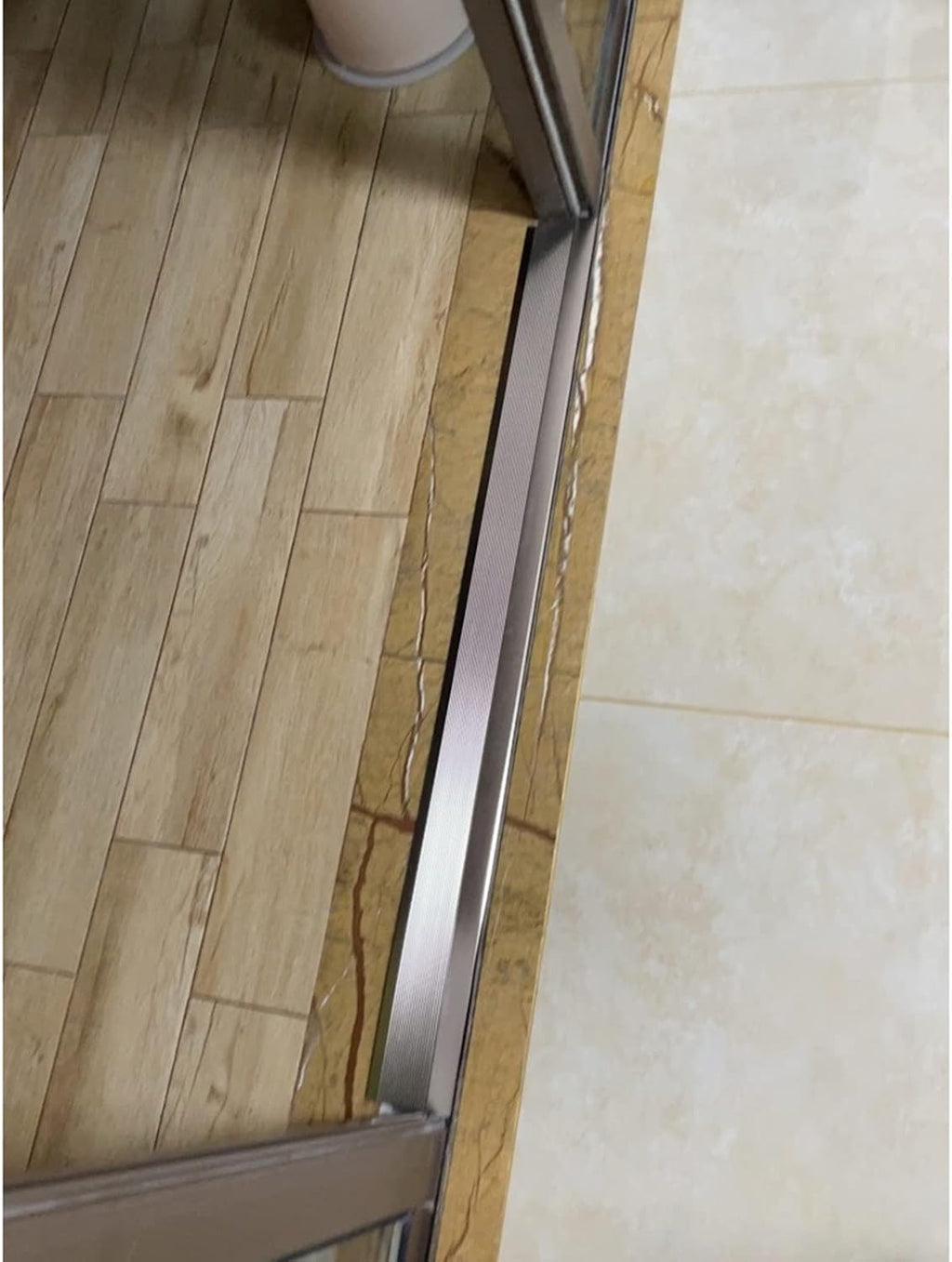 Floor Strips Between Rooms, 4inch 10cm Extra Wide Threshold Transition Ramps for Doorways, Self Adhesive Reducer/Edge Trim for Vinyl Wood Uneven Flooring, Metal,Deep Coffee-W 10CM - L 145cm/57in