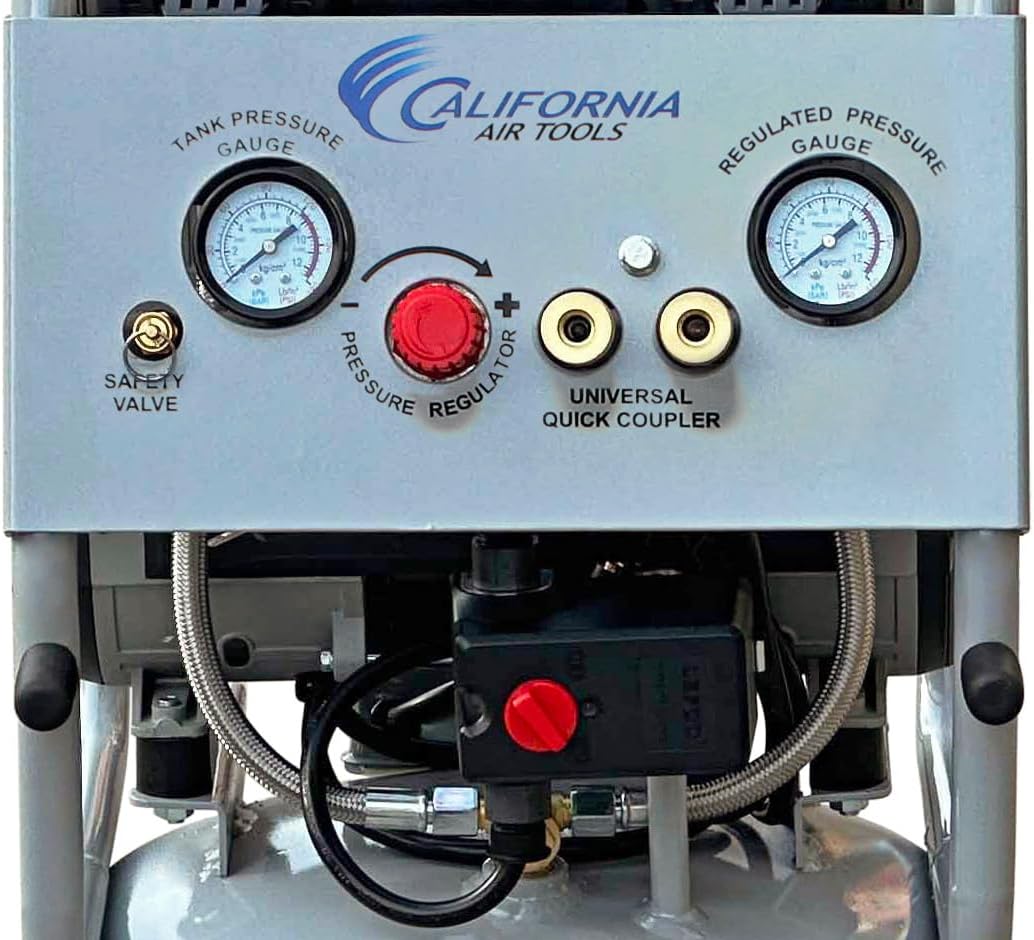 California Air Tools 10020C 2.0 HP Ultra Quiet and Oil-Free Air Compressor, 10 Gallon Steel Tank with Wheels, 70 dBA Noise Level