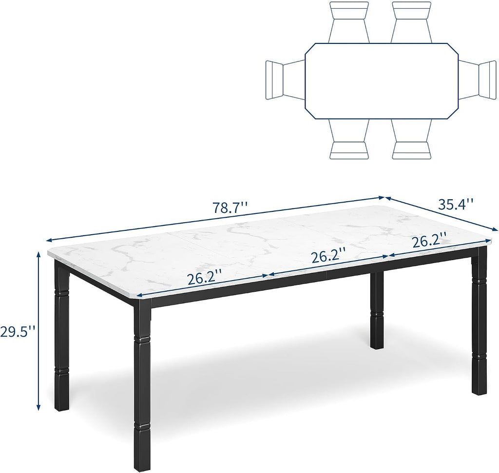 Garvee 78 in Large Industrial Dining Table for 6-8, Kitchen Table with Heavy Duty Metal Legs, Wood Desk with Chamfer Corner for Dining Room, Kitchen, Living Room, Easy Assembly