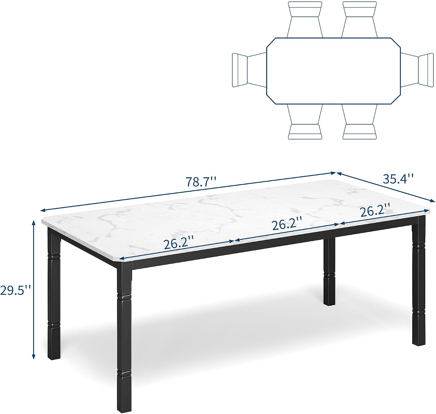 Garvee 78 in Large Industrial Dining Table for 6-8, Kitchen Table with Heavy Duty Metal Legs, Wood Desk with Chamfer Corner for Dining Room, Kitchen, Living Room, Easy Assembly