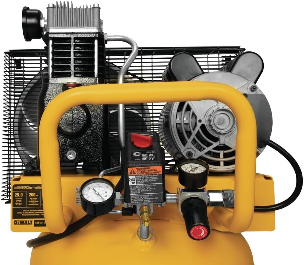 DEWALT 25 Gallon Vertical Air Compressor, Portable, Oil Lubed, Belt Drive, 200 Max PSI, Efficient Portable Air Compressor for Industrial Use, High-Performance 25 Gallon Air Compressor