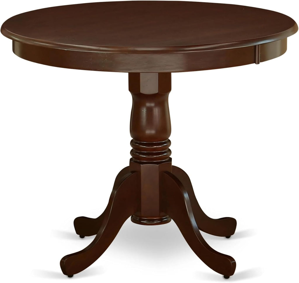 East West Furniture ANCL3-MAH-W 3 Piece Dinette Set for Small Spaces Contains a Round Dining Room Table with Pedestal and 2 Kitchen Dining Chairs, 36x36 Inch, Mahogany