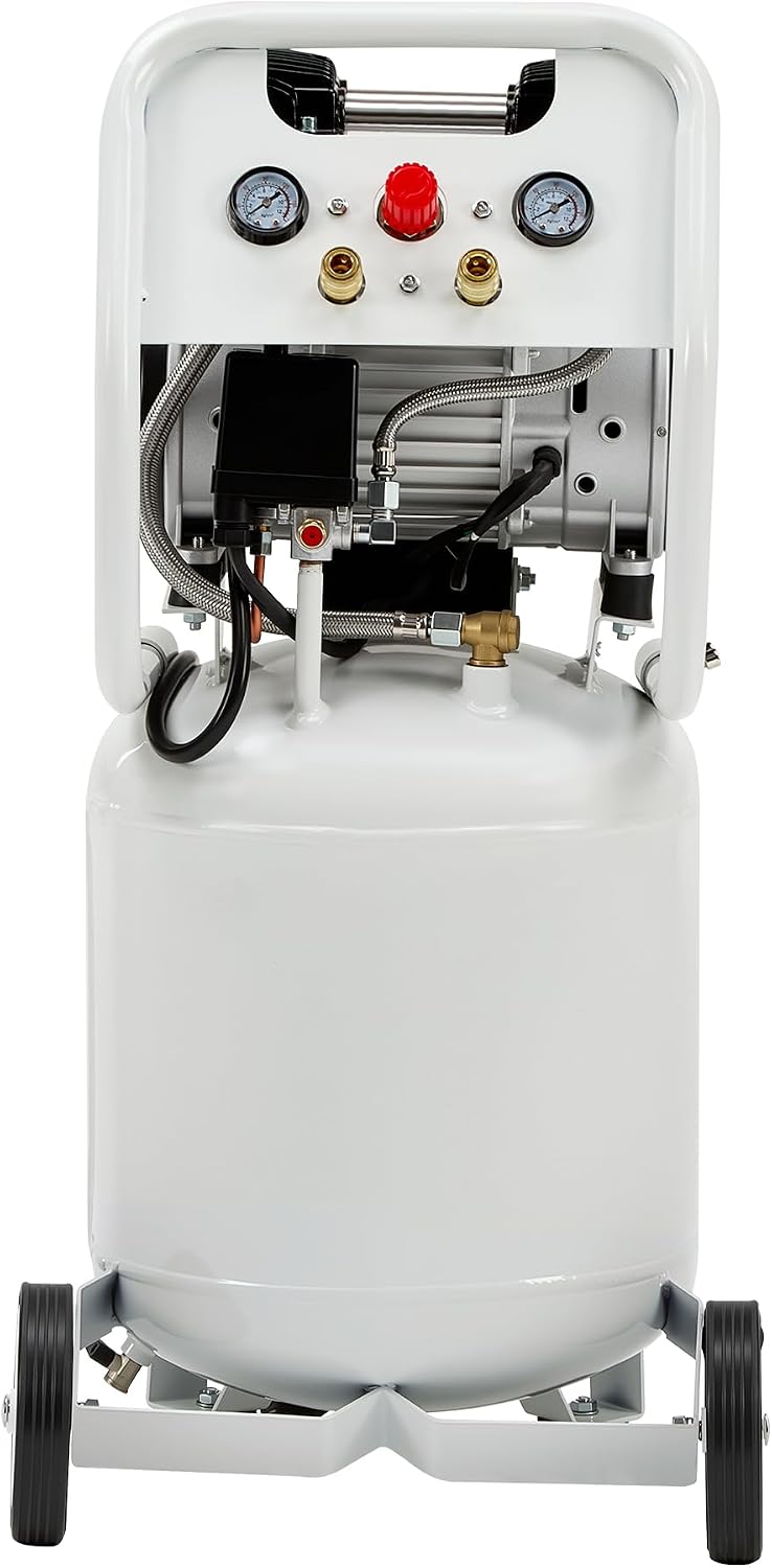 Albott 10 Gallon Electric Air Compressor, 1.8 HP Vertical Wheeled Tank | Oil-Free Air Compressor with Copper Motor 115 PSI Max Pneumatic Tool Tire Inflation Use