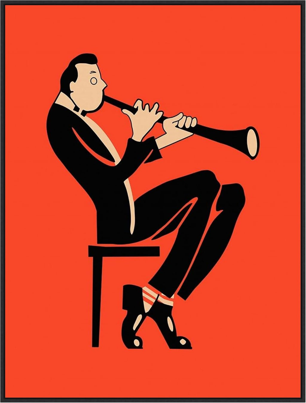 Amanti Art Framed Canvas Wall Art 42x32 The Clarinet by Mark Rogan, Framed Wall Art Canvas, Music Artwork, Modern Decor, Oversize Poster Painting for Living Room, Bedroom, Bathroom, Kitchen, Office
