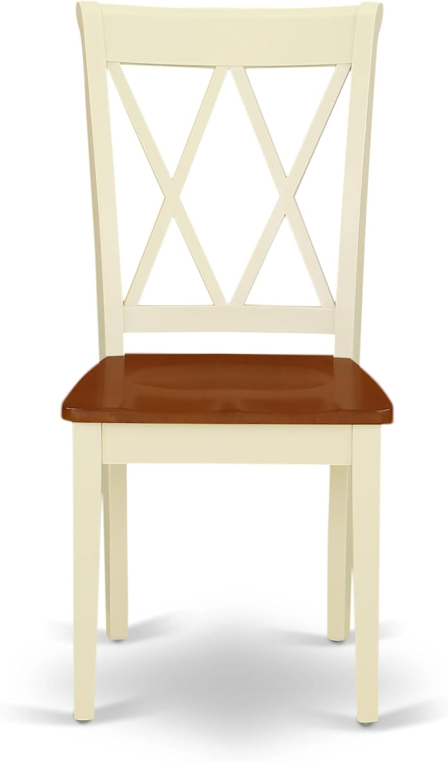 East West Furniture ANCL5-BMK-W 5 Piece Dining Table Set for 4 Includes a Round Kitchen Table with Pedestal and 4 Dining Room Chairs, 36x36 Inch, Buttermilk & Cherry